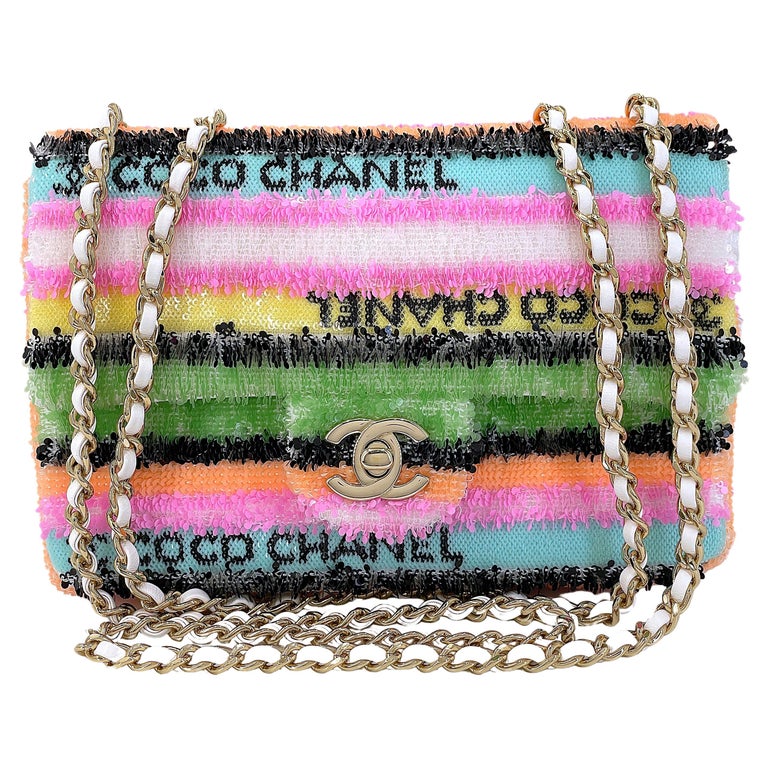 CHANEL Sequin Paillette Medium Flap Light Pink ❤ liked on