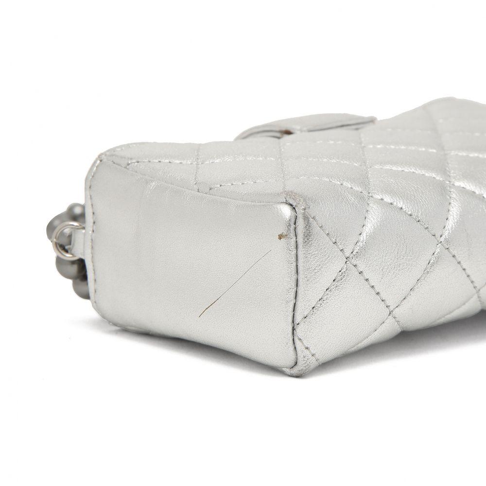 Women's Chanel micro  silver calf leather shoulder bag