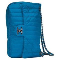 Chanel Microfiber Acqua Blue Quilted Nylon Shoulder Bag
