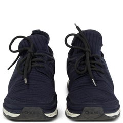 CHANEL midnight blue 2018 18P LOW TOP ELASTIC SOCK SPEED Sneakers Shoes 38 37