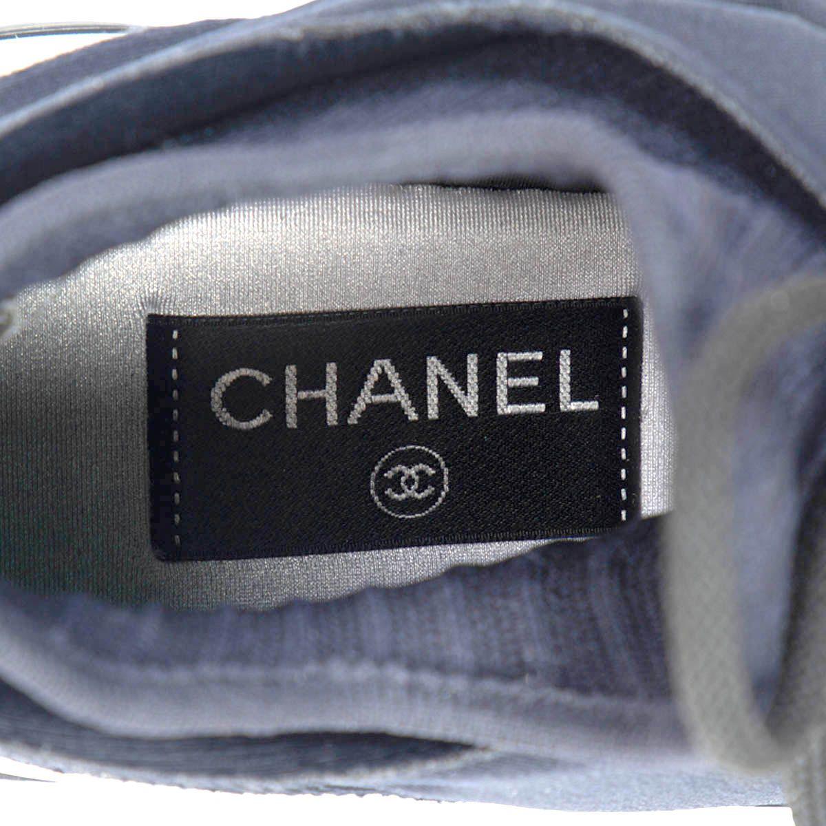 CHANEL midnight blue 2018 18P LOW TOP ELASTIC SOCK SPEED Sneakers Shoes 38 37 2