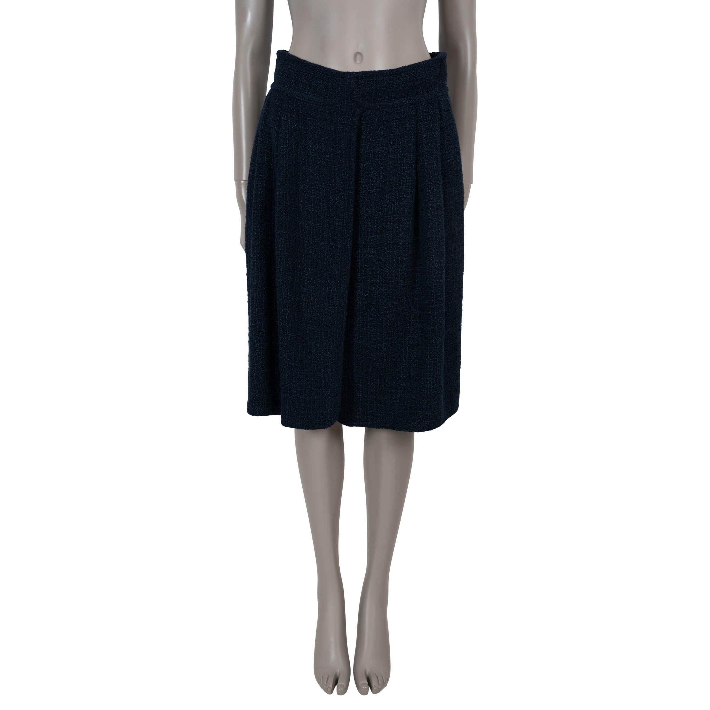 Chanel Gonna in TWEED blu notte in cotone 12K PLEATATO 38 S In condizioni ottime in vendita a Zürich, CH