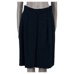 CHANEL Mitternachtsblau Baumwolle 12K PLEATED TWEED Rock 38 S