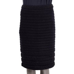 Chanel Navy and Red Cashmere Knitted High-neck Jumper and Midi Skirt Set  Size FR 38 (UK 10)
