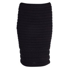 CHANEL midnight blue cotton CROCHET Pencil Skirt 38 S
