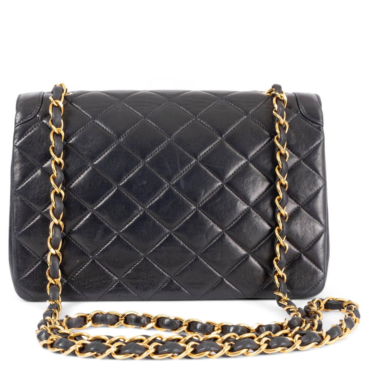 Women's CHANEL midnight blue leather 1994 - 96 QUILTED FLAP Shoulder Bag