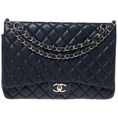 Chanel Midnight Blue Quilted Caviar Leather Maxi Classic Double Flap Bag