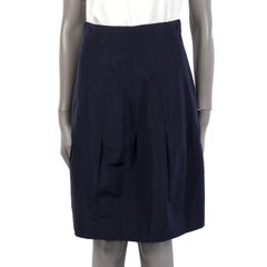 CHANEL midnight blue silk PLEATED Skirt 38 S