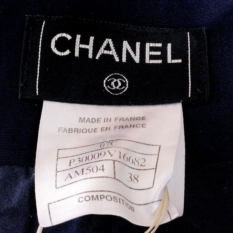 Black CHANEL midnight blue silk PLEATED Skirt 38 S For Sale