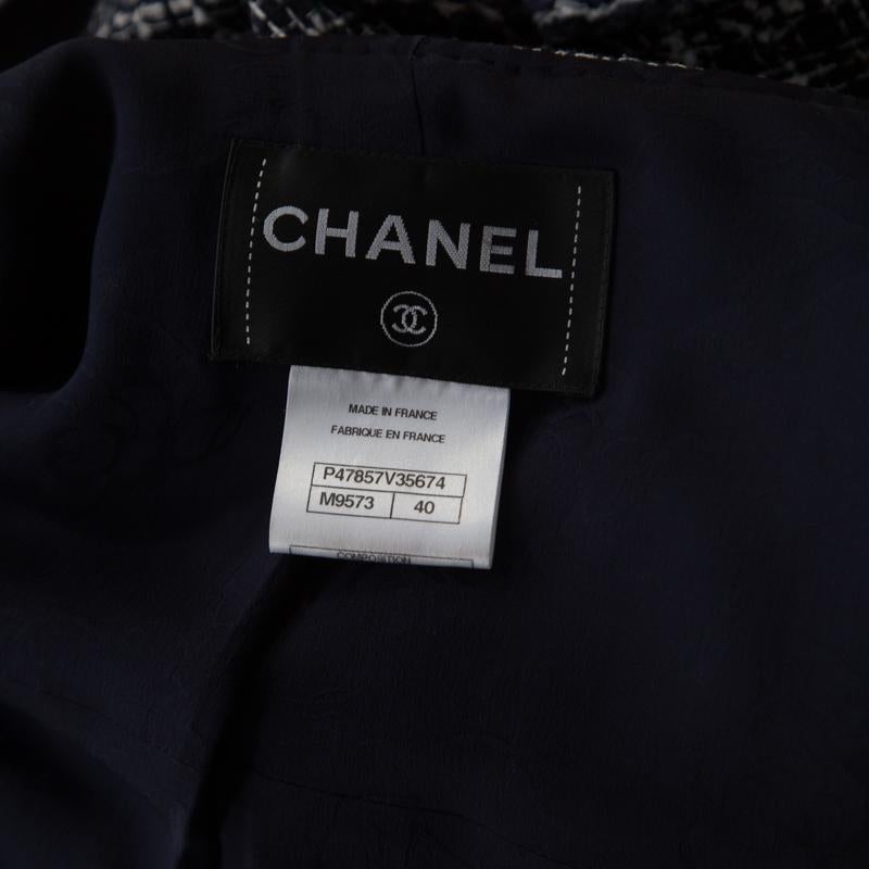 Women's Chanel Midnight Blue Tweed Double Breasted Jacket M
