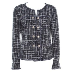 Chanel Midnight Blue Tweed Double Breasted Jacket M