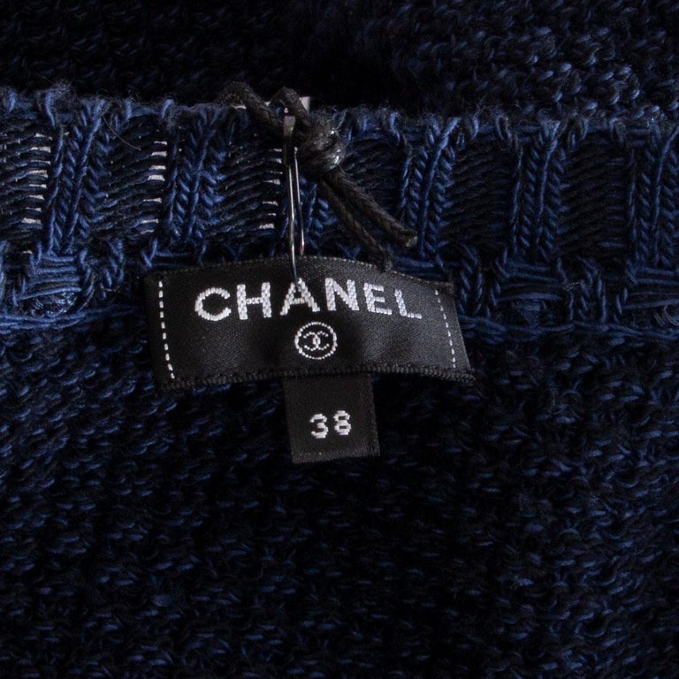 CHANEL midnight blue wool and paper Short Sleeve Sweater 38 S 17C For ...