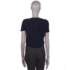 CHANEL midnight blue wool Short Sleeve Blazer Jacket M