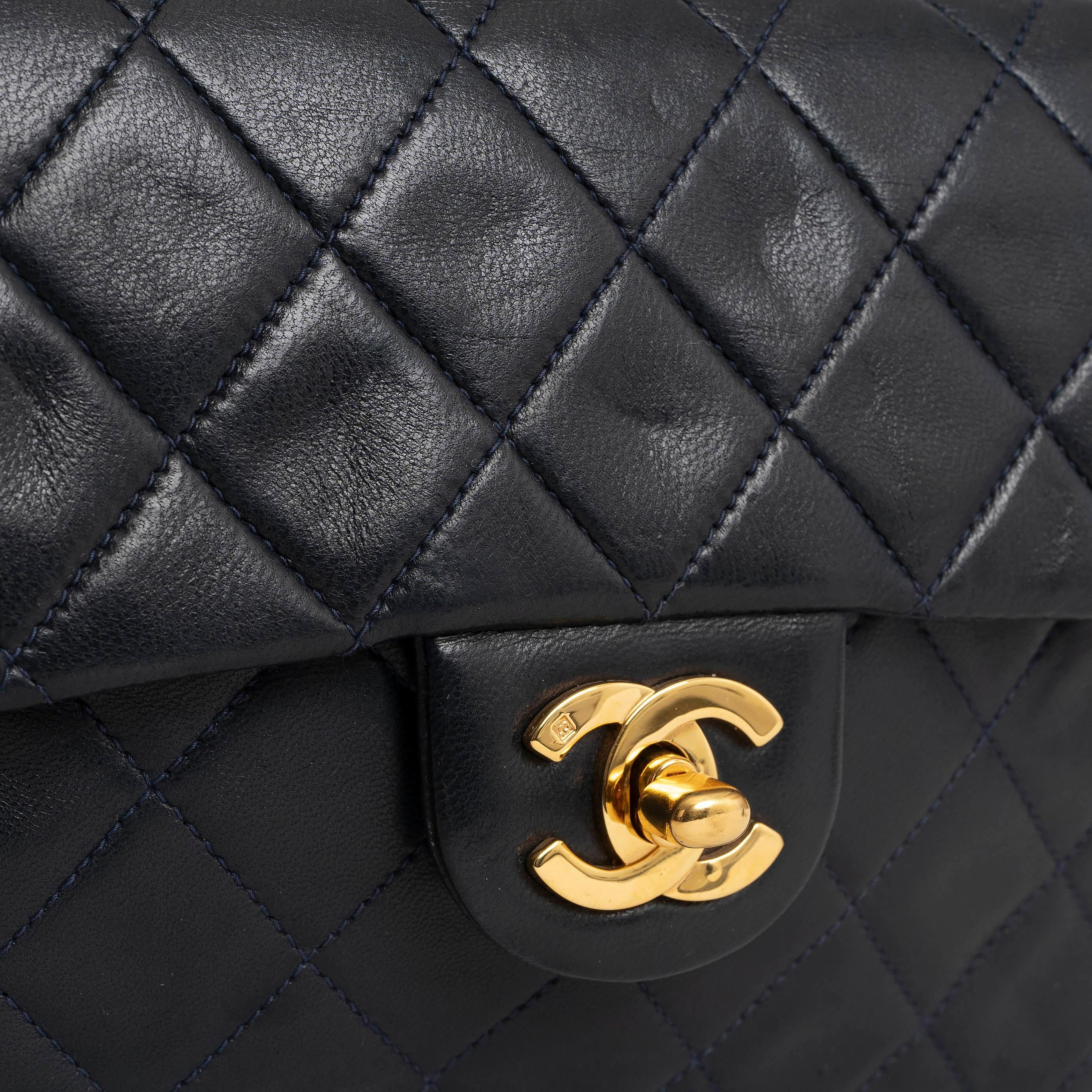 CHANEL midnight blueleather CLASSIC MINI SQUARE FLAP Shoulder Bag 2