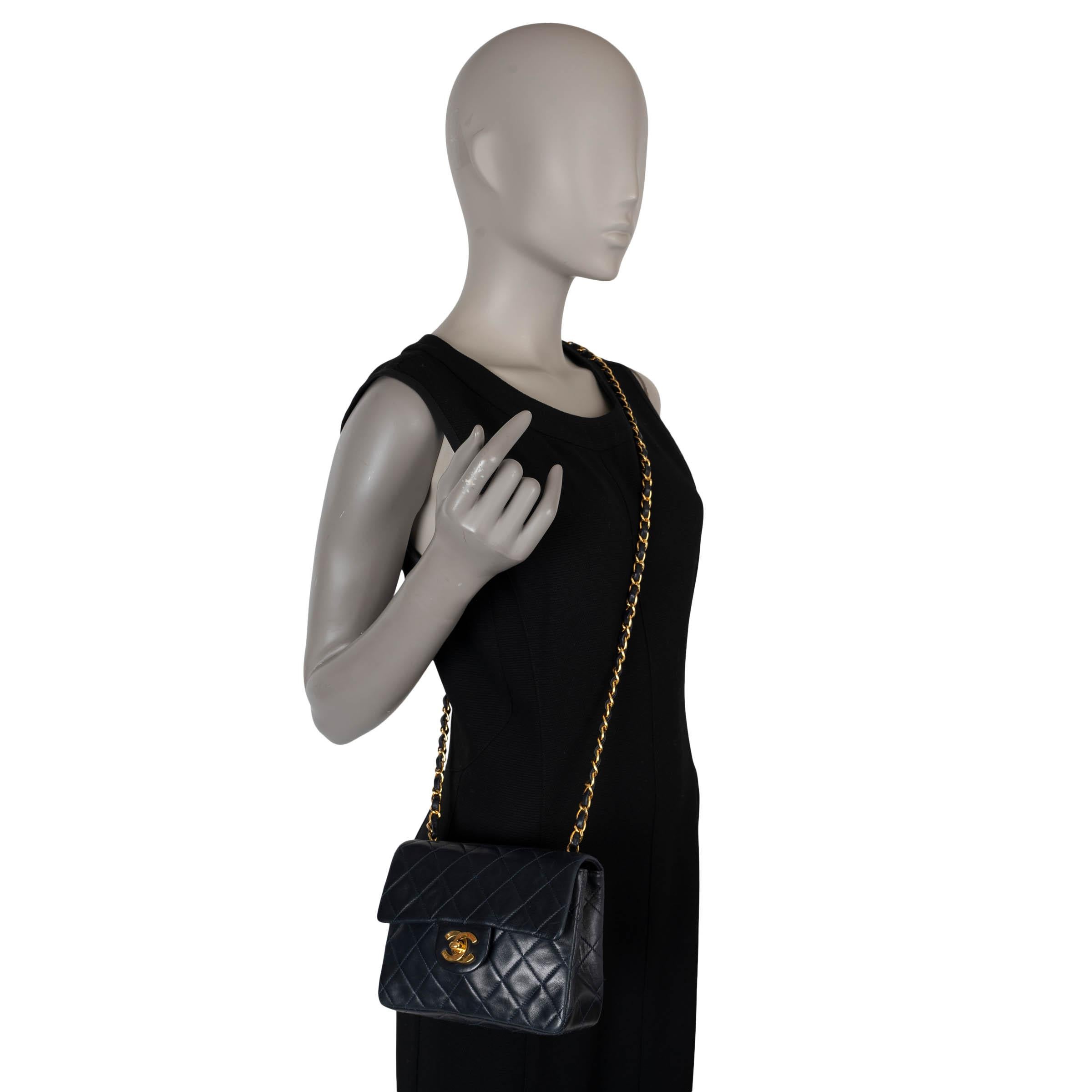 CHANEL midnight blueleather CLASSIC MINI SQUARE FLAP Shoulder Bag 5