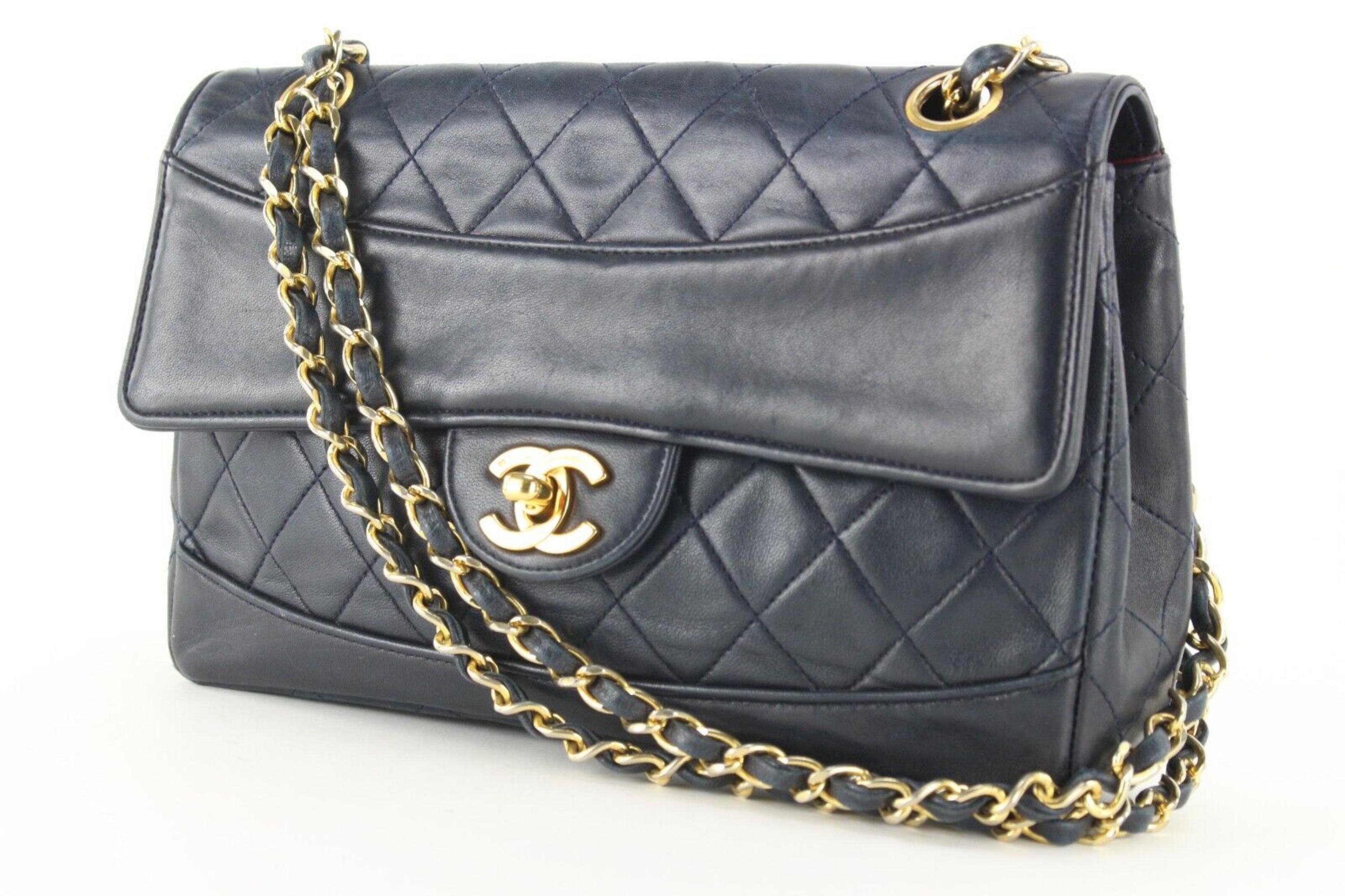 Chanel Midnight Navy Quilted Lambskin Small Classic Flap 1CK1202 For Sale 7