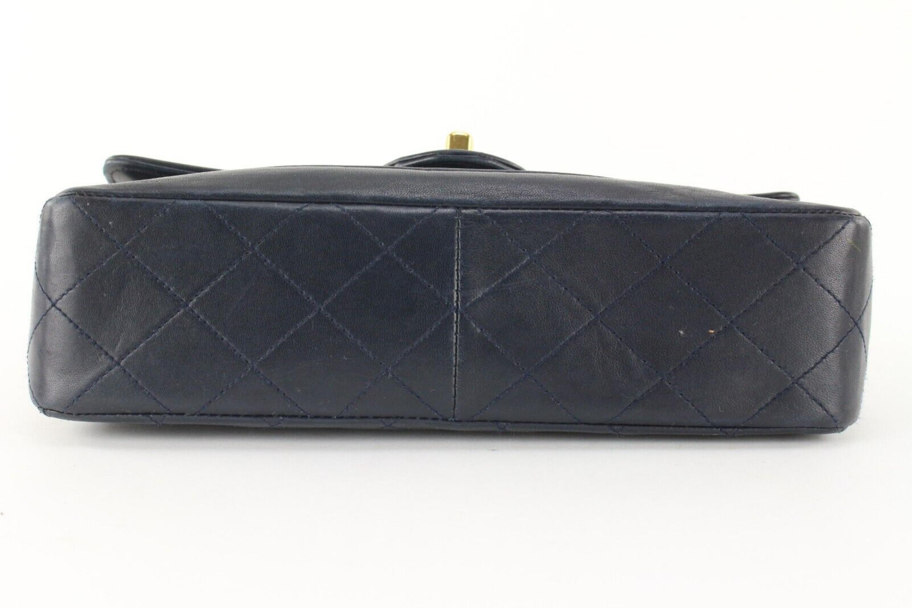 Gray Chanel Midnight Navy Quilted Lambskin Small Classic Flap 1CK1202 For Sale