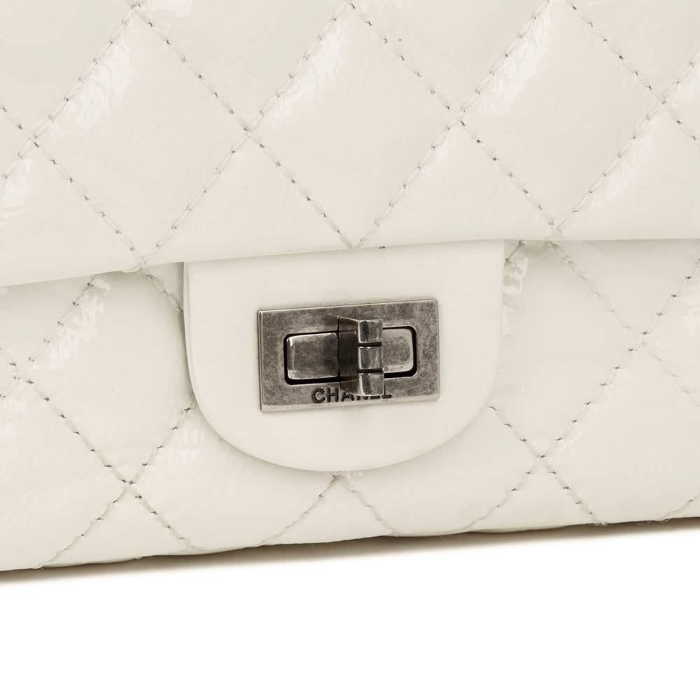 Chanel Milk-White Quilted Patent Leather 2.55 Reissue 226 Double Flap Bag  In Excellent Condition In Bishop's Stortford, Hertfordshire