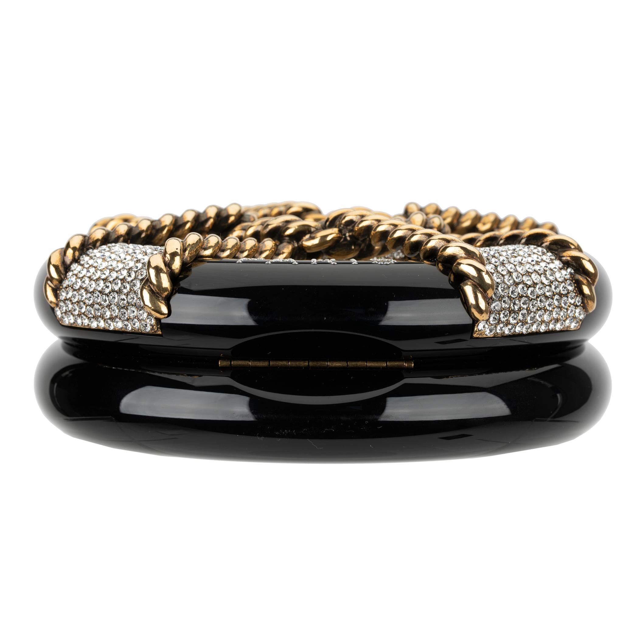 Chanel Minaudière Black, Gold & Clear Rescue Wheel Gold Tone Hardware 5