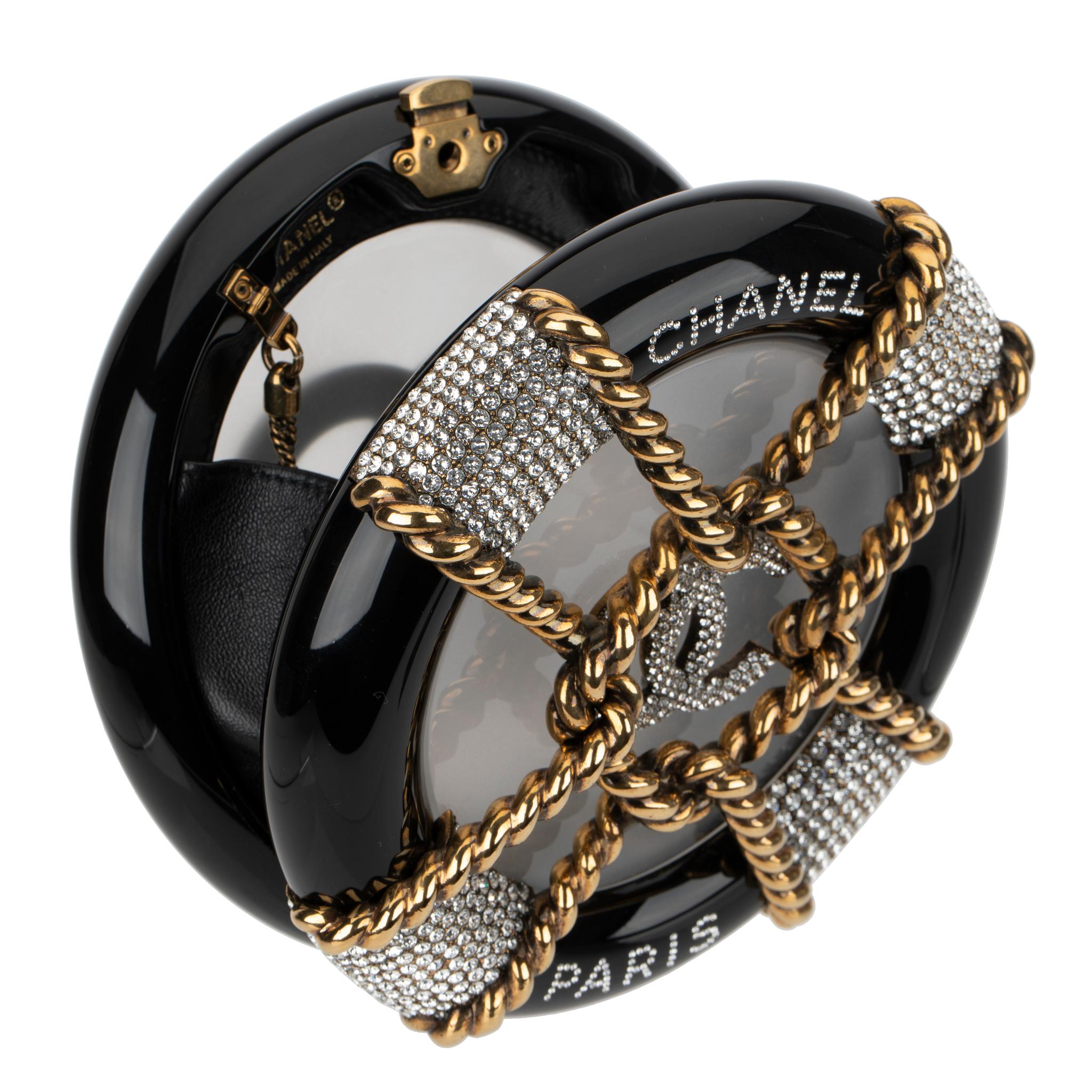 Women's or Men's Chanel Minaudière Black, Gold & Clear Rescue Wheel Gold Tone Hardware