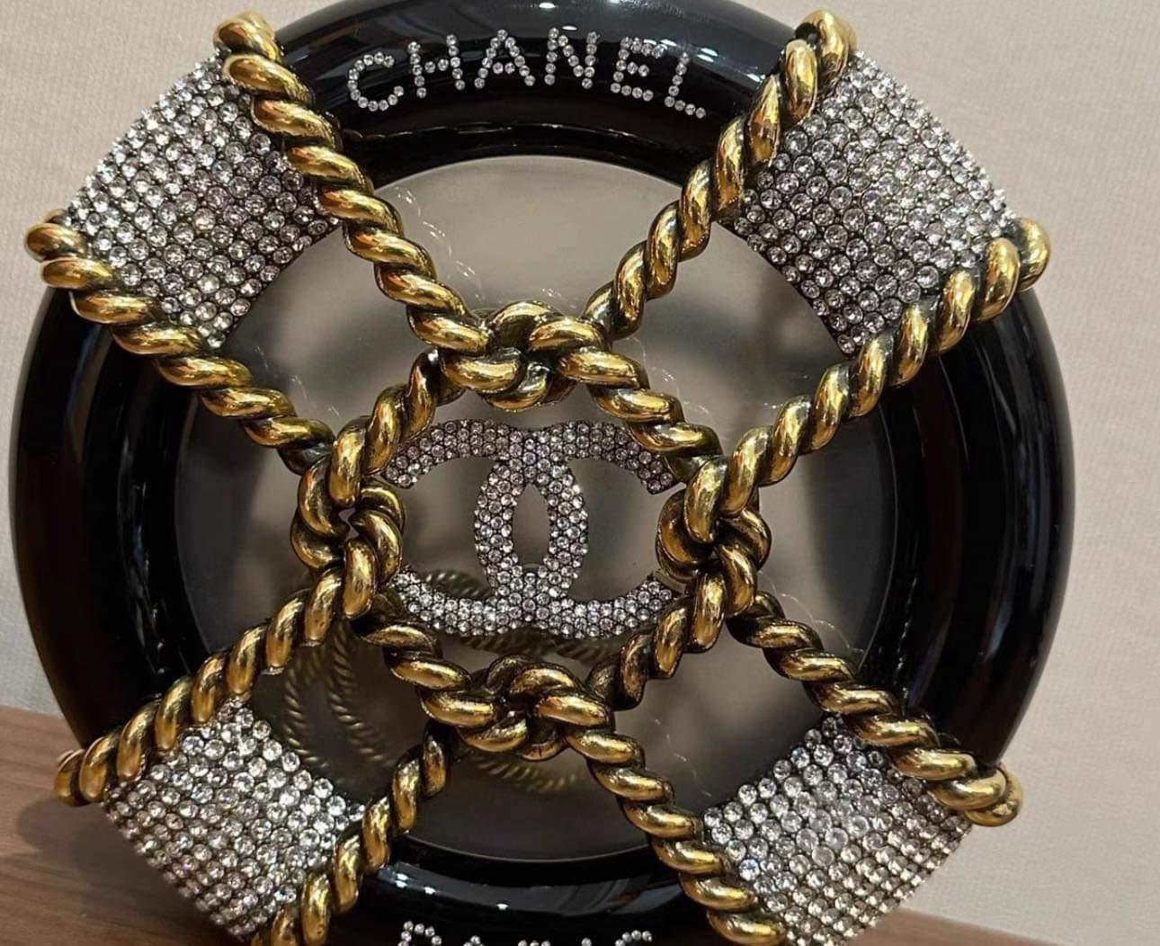 Chanel Minaudière Black, Gold & Clear Rescue Wheel Gold Tone Hardware 1
