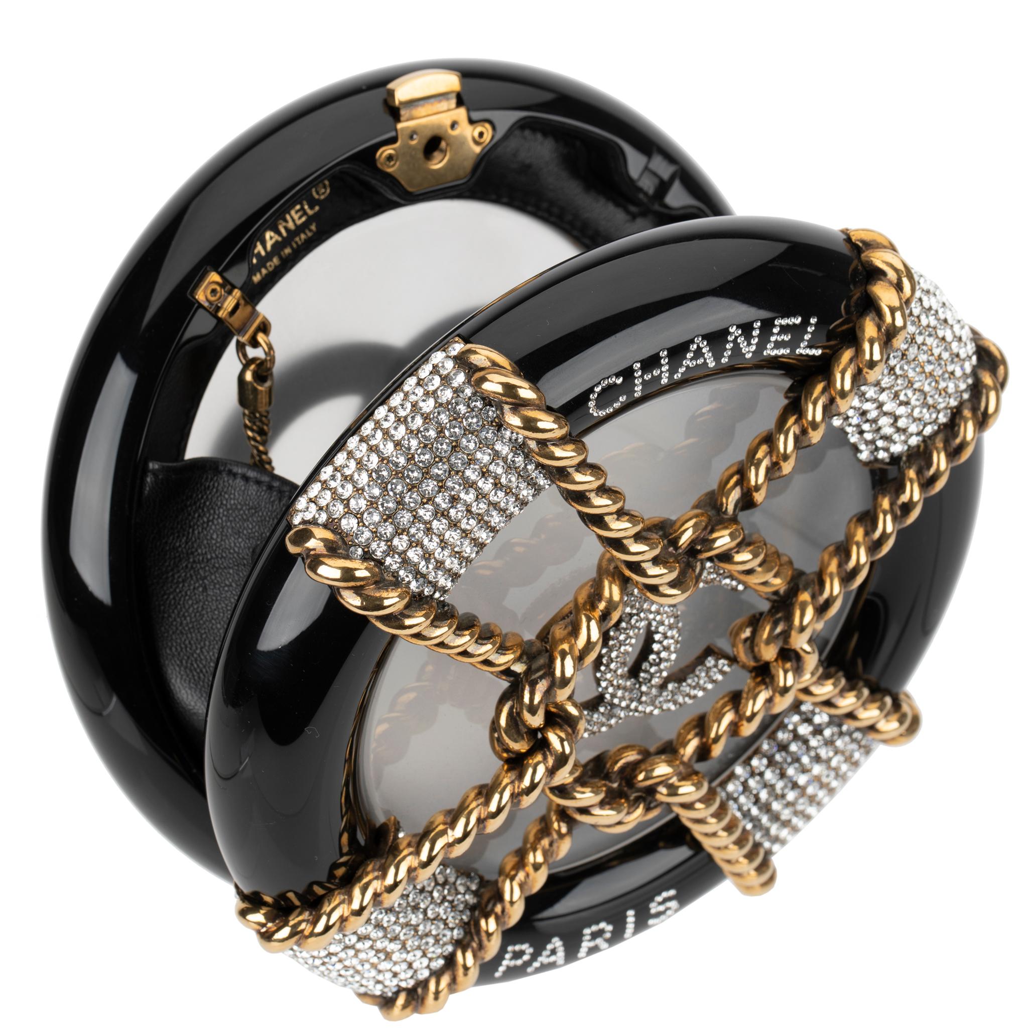 Chanel Minaudière Black, Gold & Clear Rescue Wheel Gold Tone Hardware 1