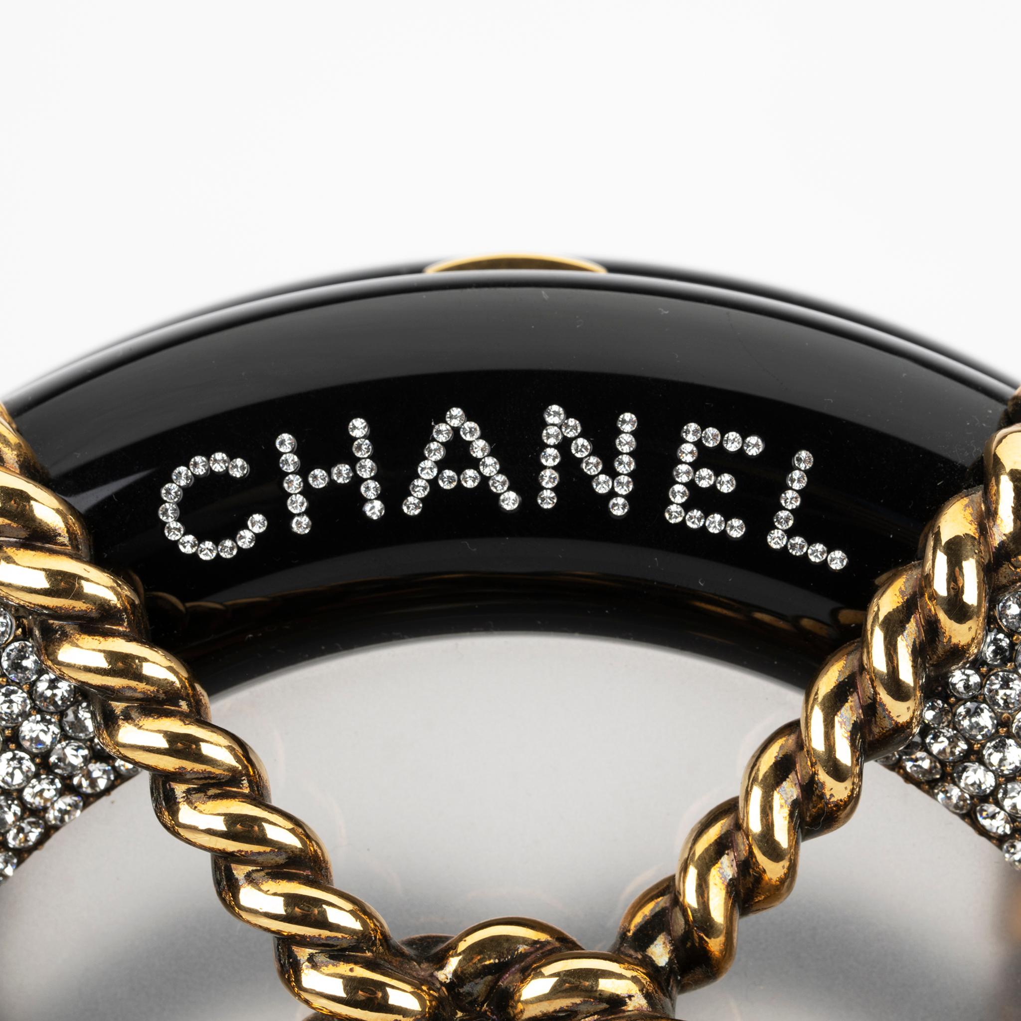 Chanel Minaudière Black, Gold & Clear Rescue Wheel Gold Tone Hardware 4
