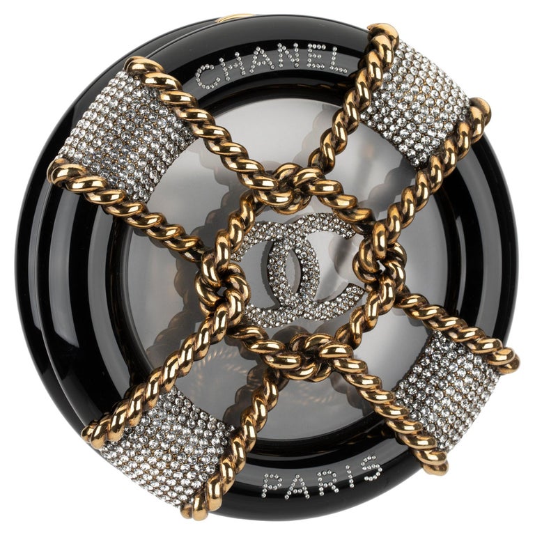 CHANEL Resin Crystal Slot Machine Minaudiere Black Gold White Red