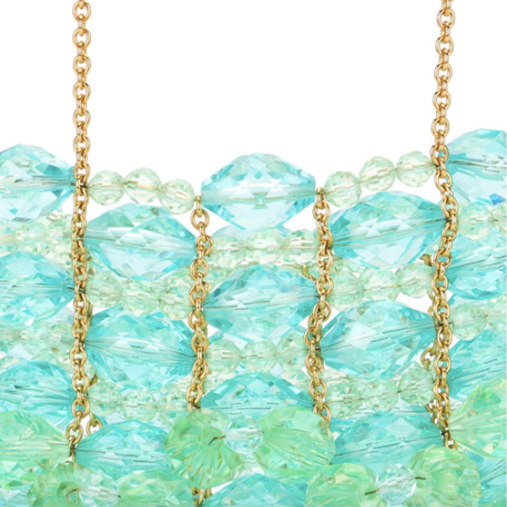Chanel Minaudière Celeste Lucite Beaded Crystal Vintage Rare Blue Green Beads For Sale 7