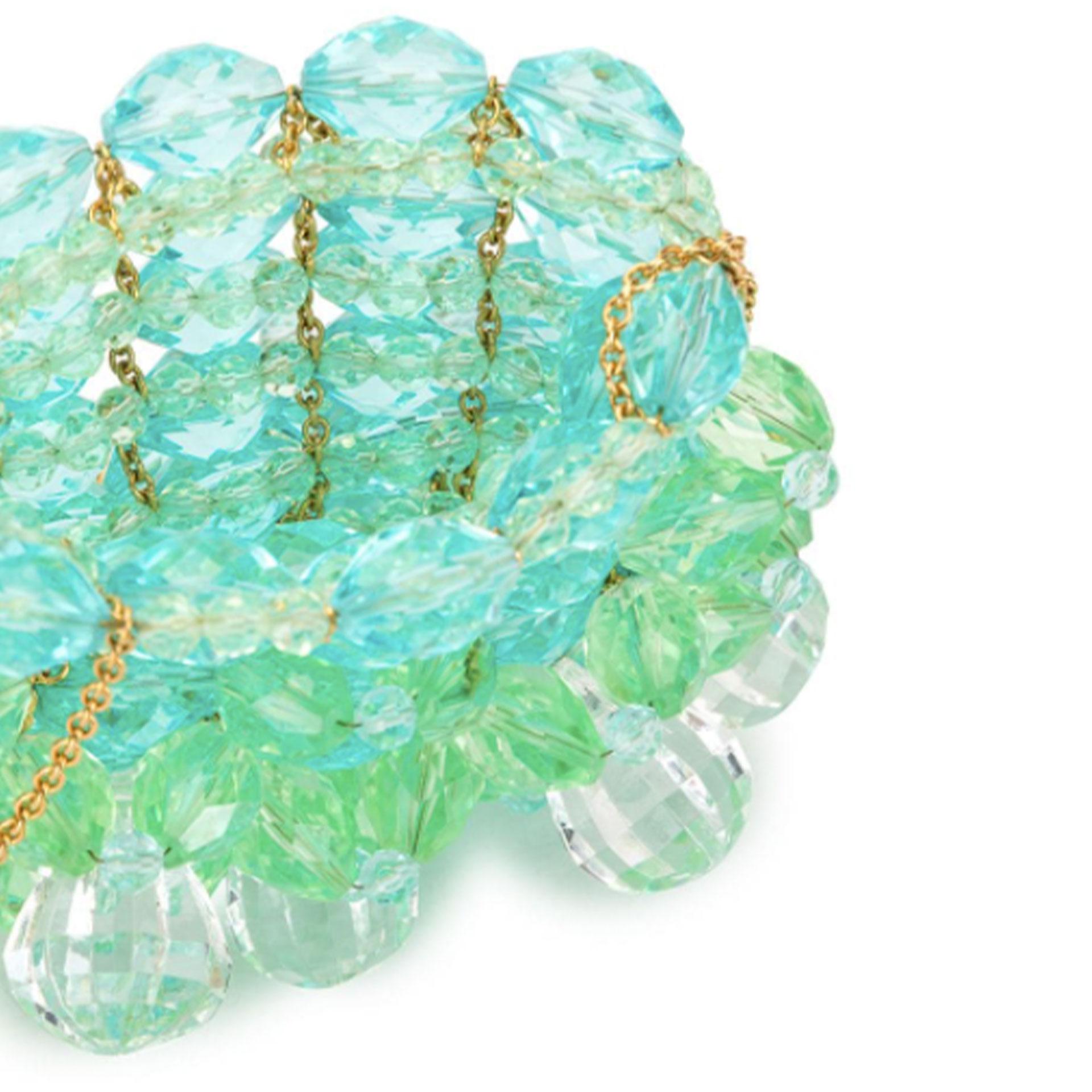 Chanel Minaudière Celeste Lucite Beaded Crystal Vintage Rare Blue Green Beads For Sale 8