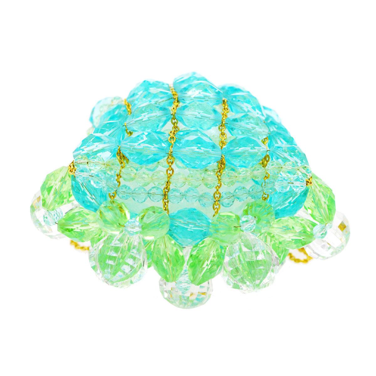 Chanel Minaudière Celeste Lucite Beaded Crystal Vintage Rare Blue Green Beads For Sale 9