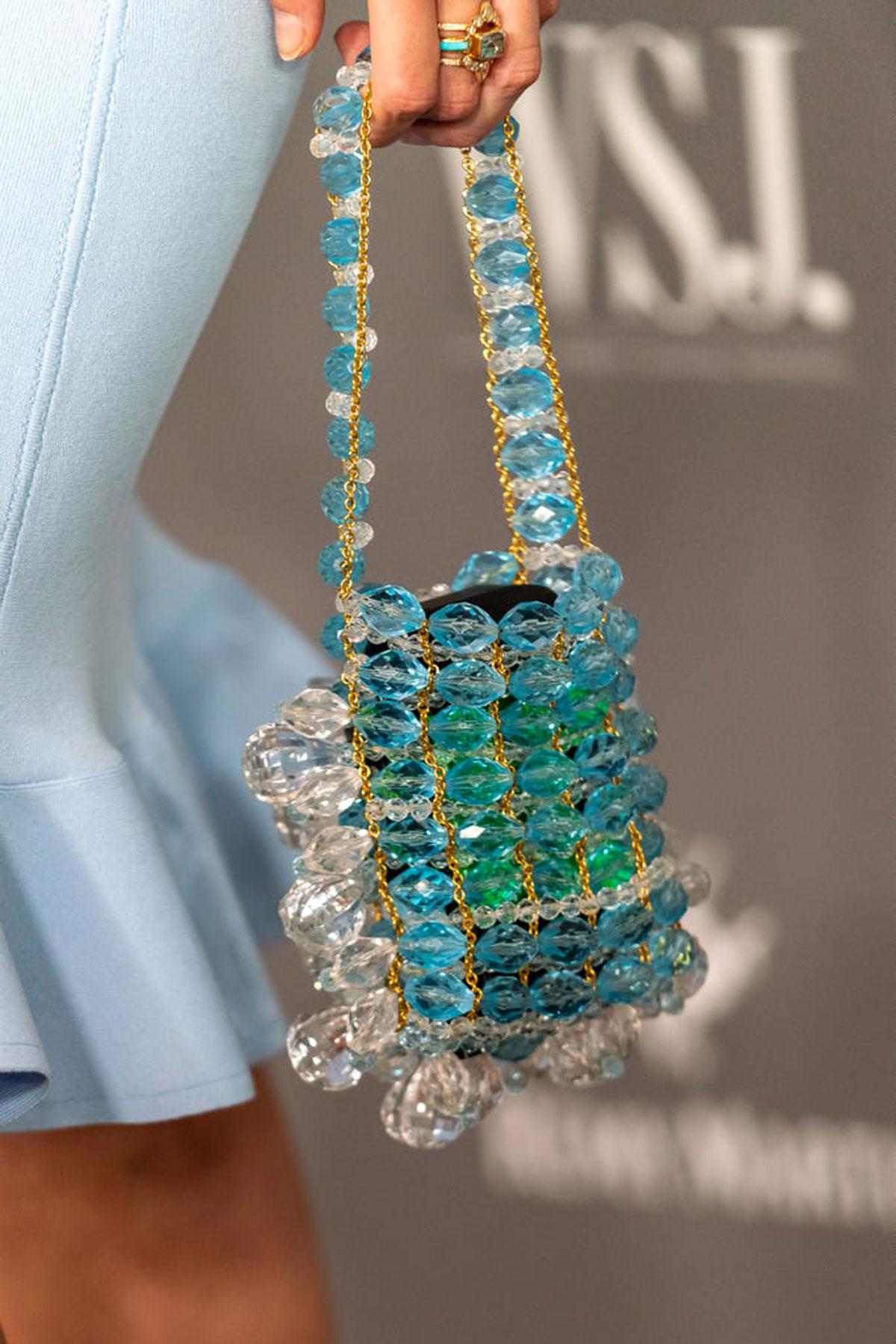 Chanel Minaudière Celeste Lucite Beaded Crystal Vintage Rare Blue Green Beads For Sale 1