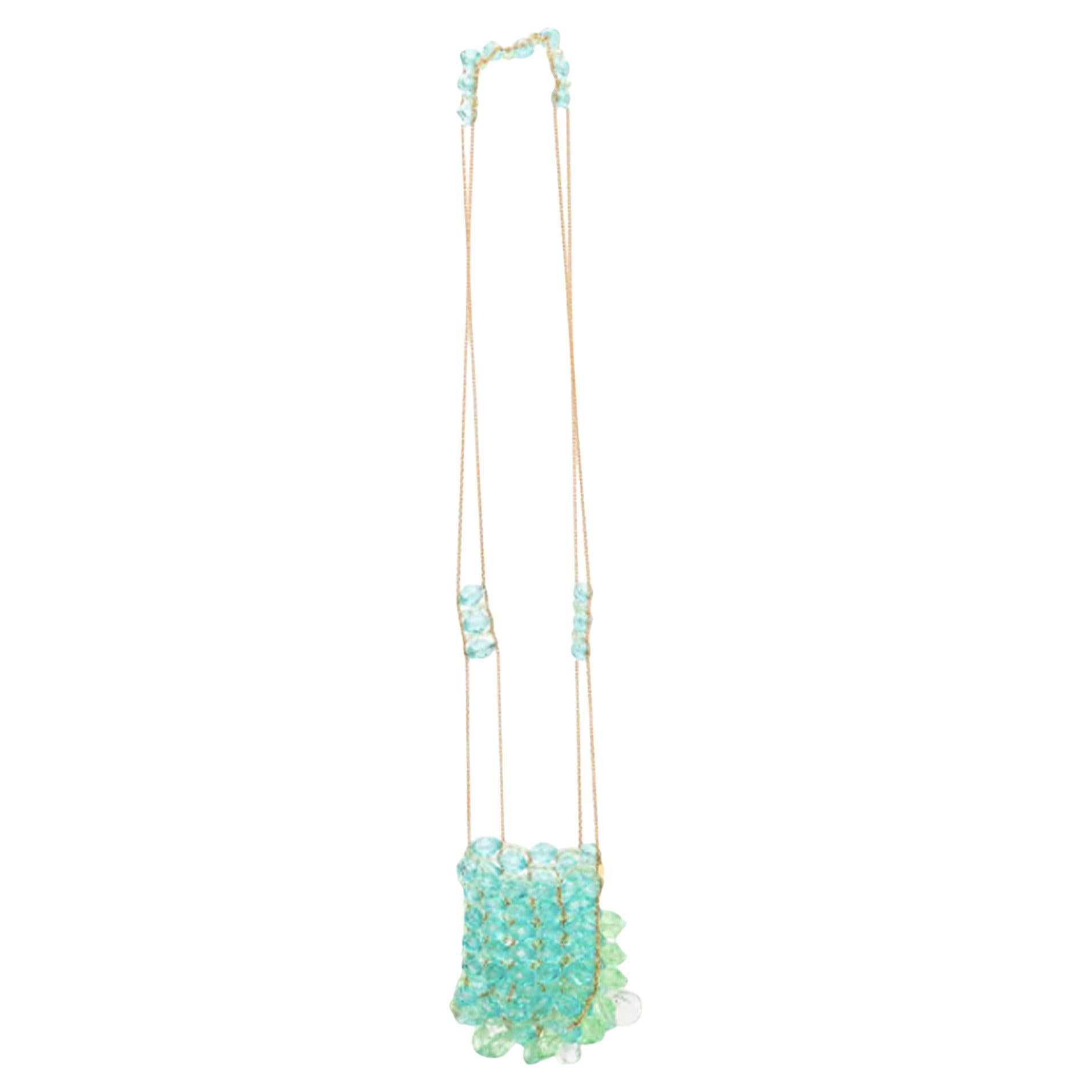 Chanel Minaudière Celeste Lucite Beaded Crystal Vintage Rare Blue Green Beads