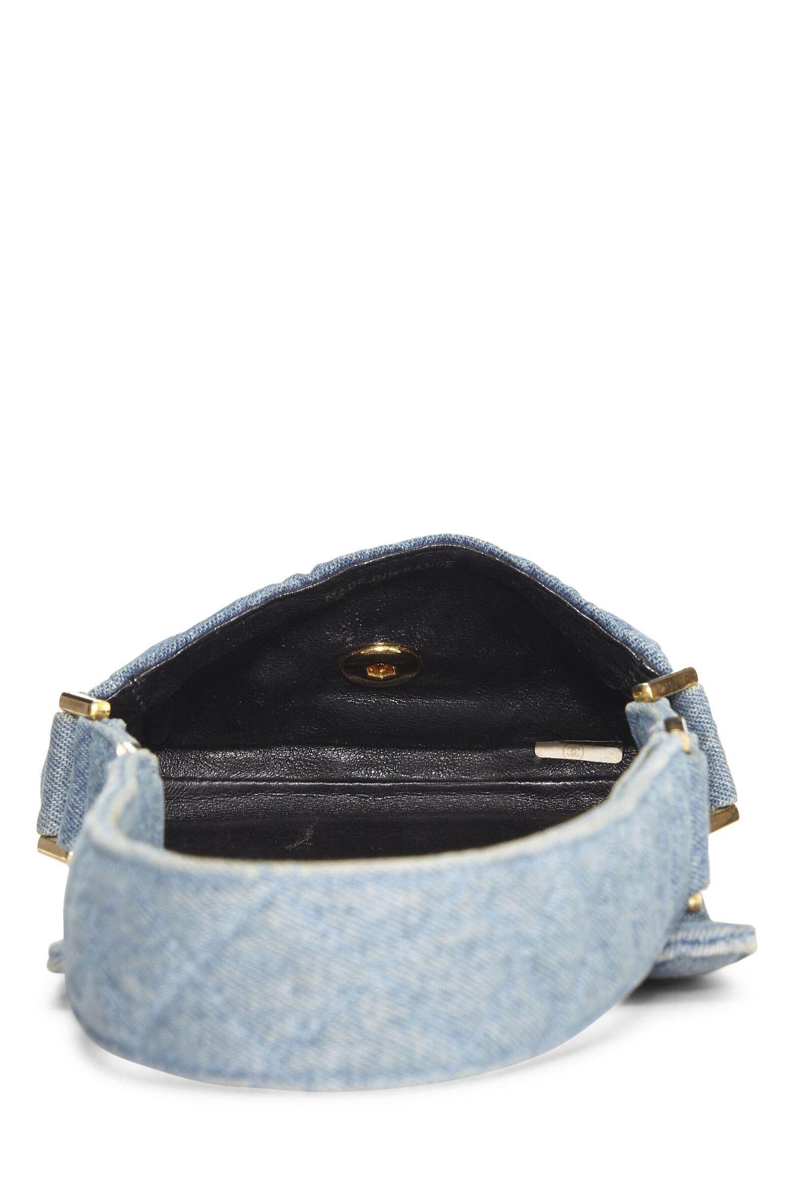Chanel 1989 Vintage Runway Blue Jean Denim Micro Mini Classic Flap Bag For Sale 1