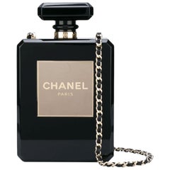 Chanel Number 5 Perfume Bottle Minaudière Clutch Black Plexiglass Crossbody Bag