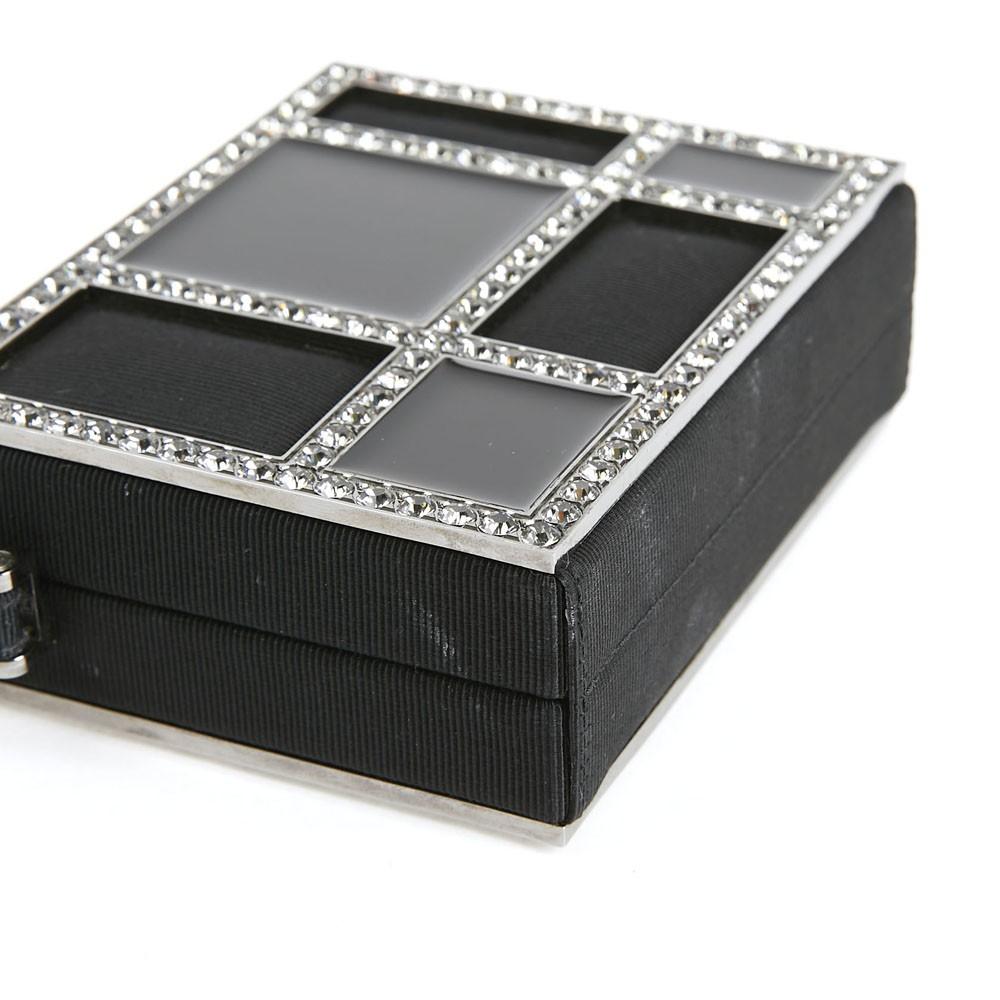 Donna Minaudière CHANEL in Plexi, Piqué di cotone nero e strass
