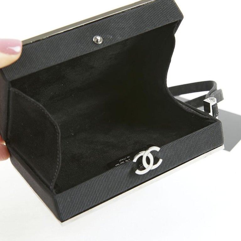 Chanel Minaudiere Box Clutch Black Acrylic Silver Hardware