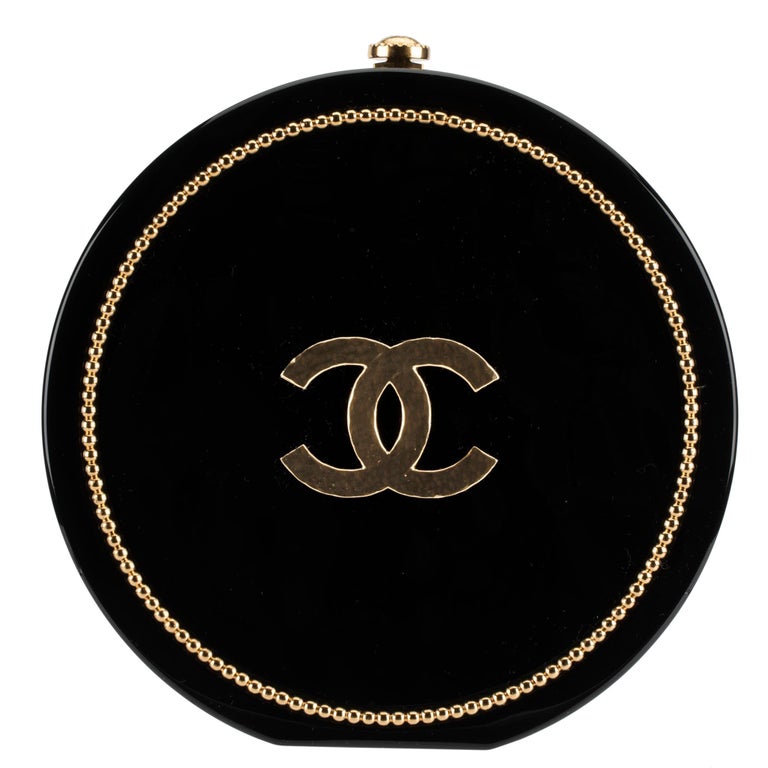 VERY RARE Chanel Limited Edition Runway 'CC' Logo Black 'Globe' Minaudière  at 1stDibs