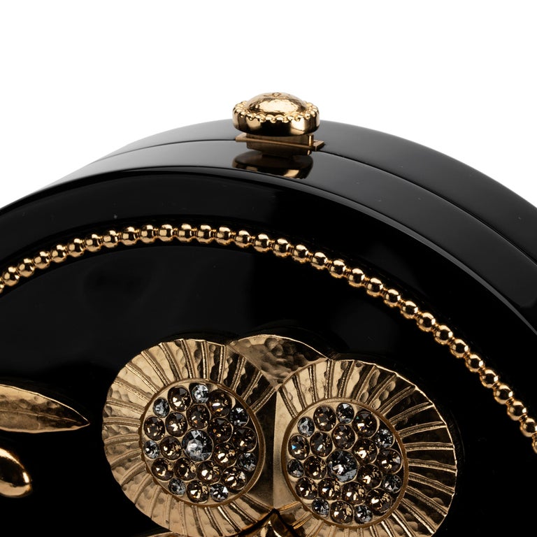 Chanel Minaudière Limited Edition Black Plexiglass and Gold Owl Gold-Tone  Hardware at 1stDibs