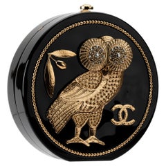 Chanel Minaudière Limited Edition Black Plexiglass & Gold Owl Gold-Tone  Hardware