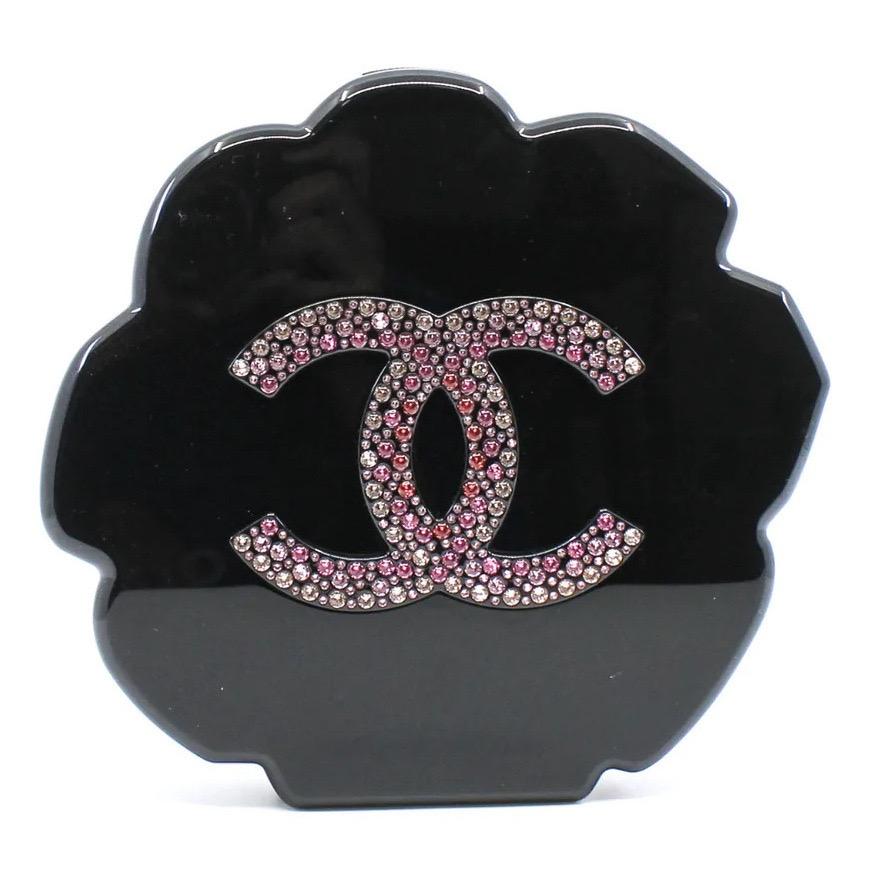 Chanel Minaudière Limited Edition Camellia with pink tone crystals In Excellent Condition In Sydney, New South Wales