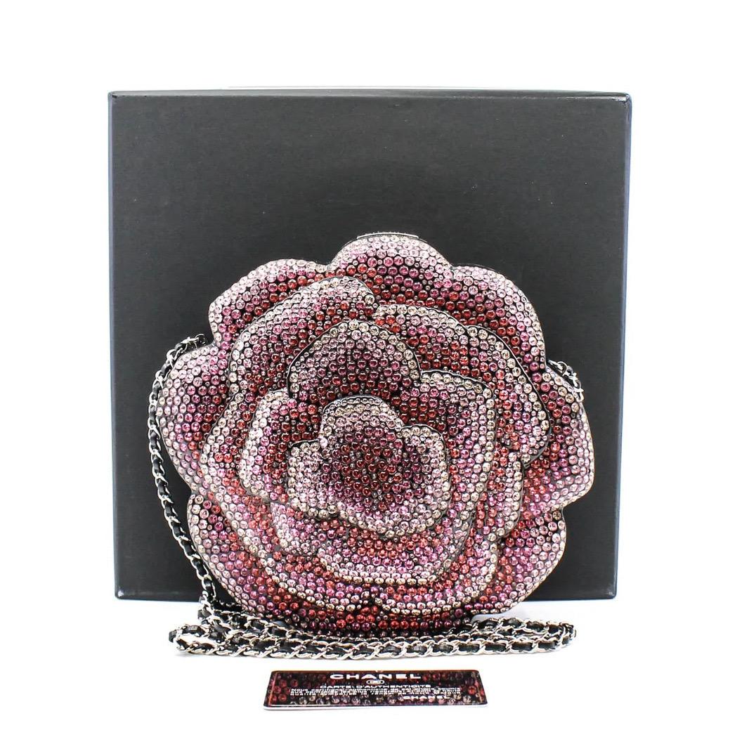 Chanel Minaudière Limited Edition Camellia with pink tone crystals 5