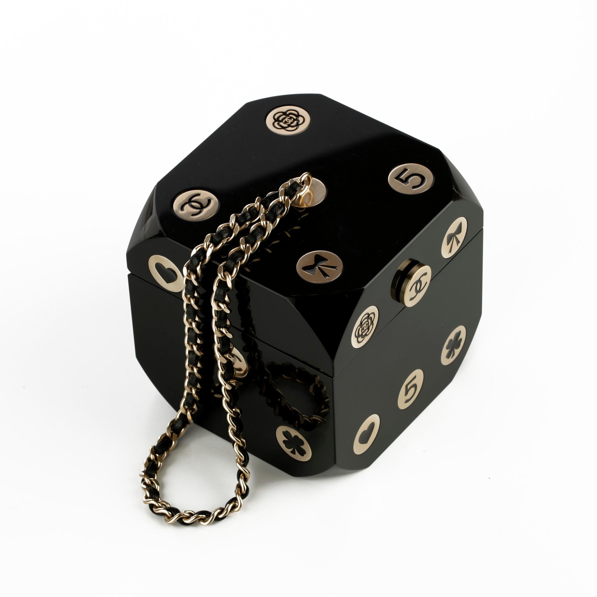 Chanel Minaudière Limited Edition Casino Dice Black Gold-Tone Hardware For Sale 1