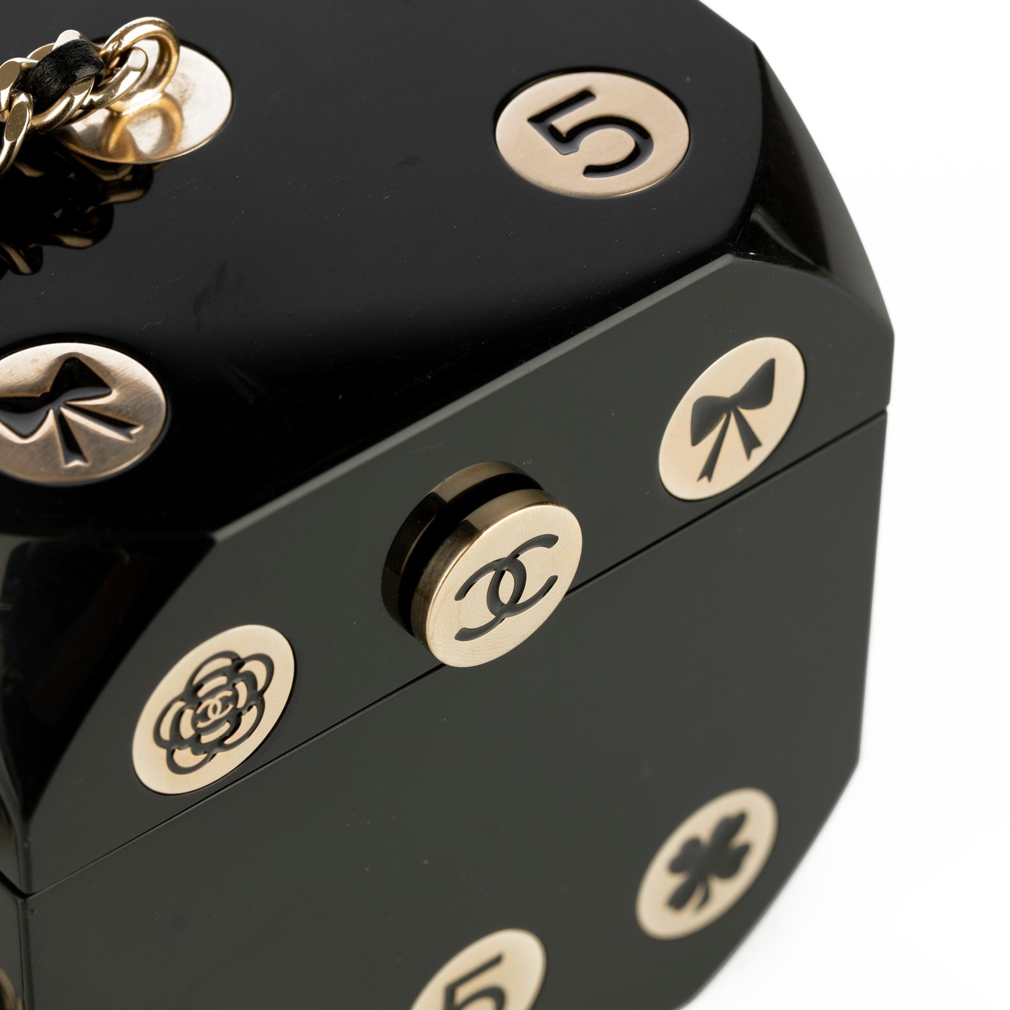 Chanel Minaudière Limited Edition Casino Dice Black Gold-Tone Hardware For Sale 2