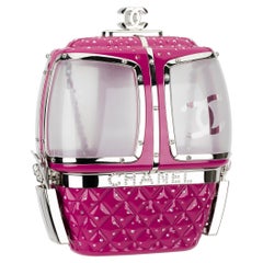 Chanel Minaudière Limited Edition Fuchsia Snow Gondola Hardware en métal argenté