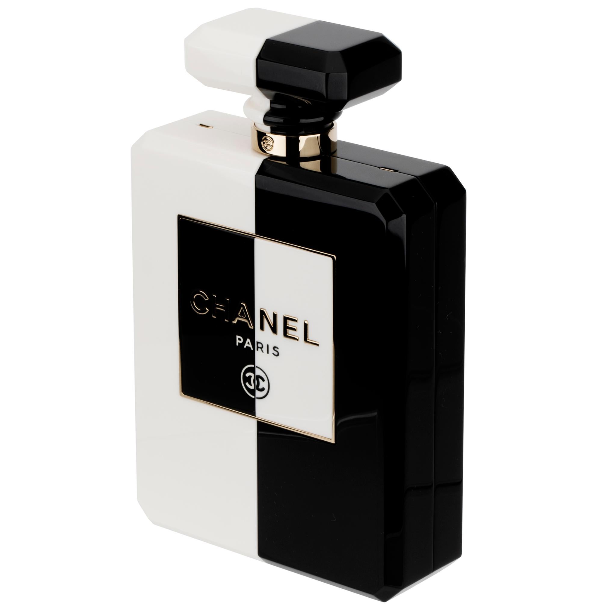 Chanel Minaudière Limited Edition Lucite Perfume Bottle Black & White  5