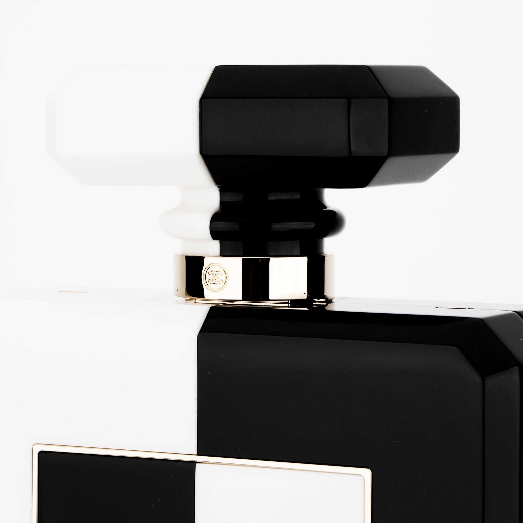 Chanel Minaudière Limited Edition Lucite Perfume Bottle Black & White 2