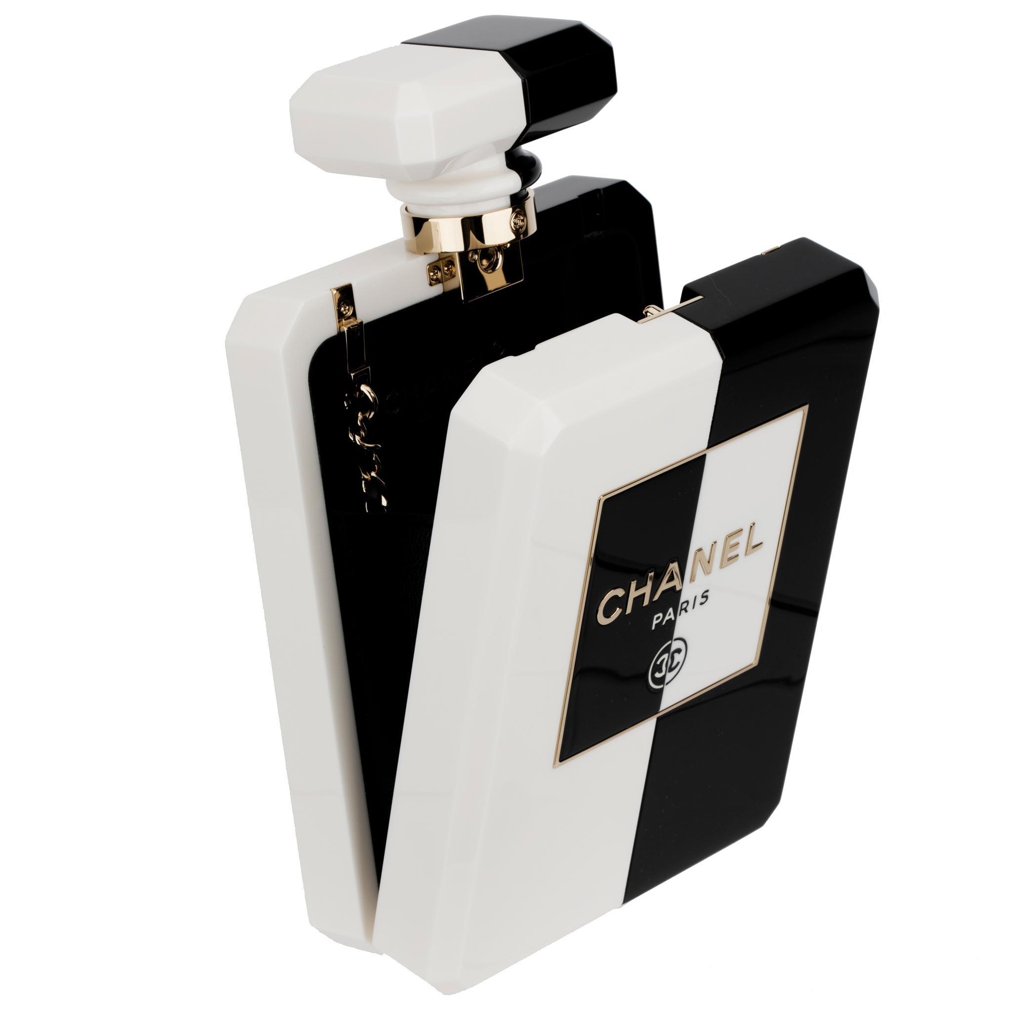 Chanel Minaudière Limited Edition Lucite Perfume Bottle Black & White  4