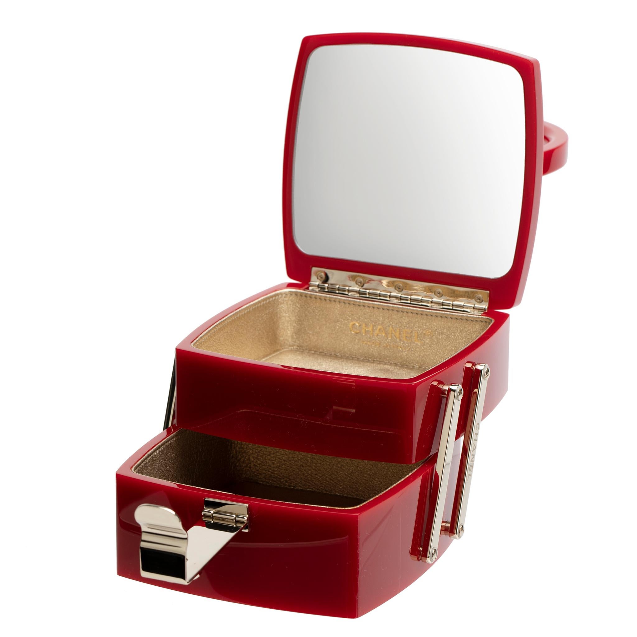 Chanel Minaudière Limited Edition Red Lucite Vanity Case With Mirror In Excellent Condition In Sydney, New South Wales