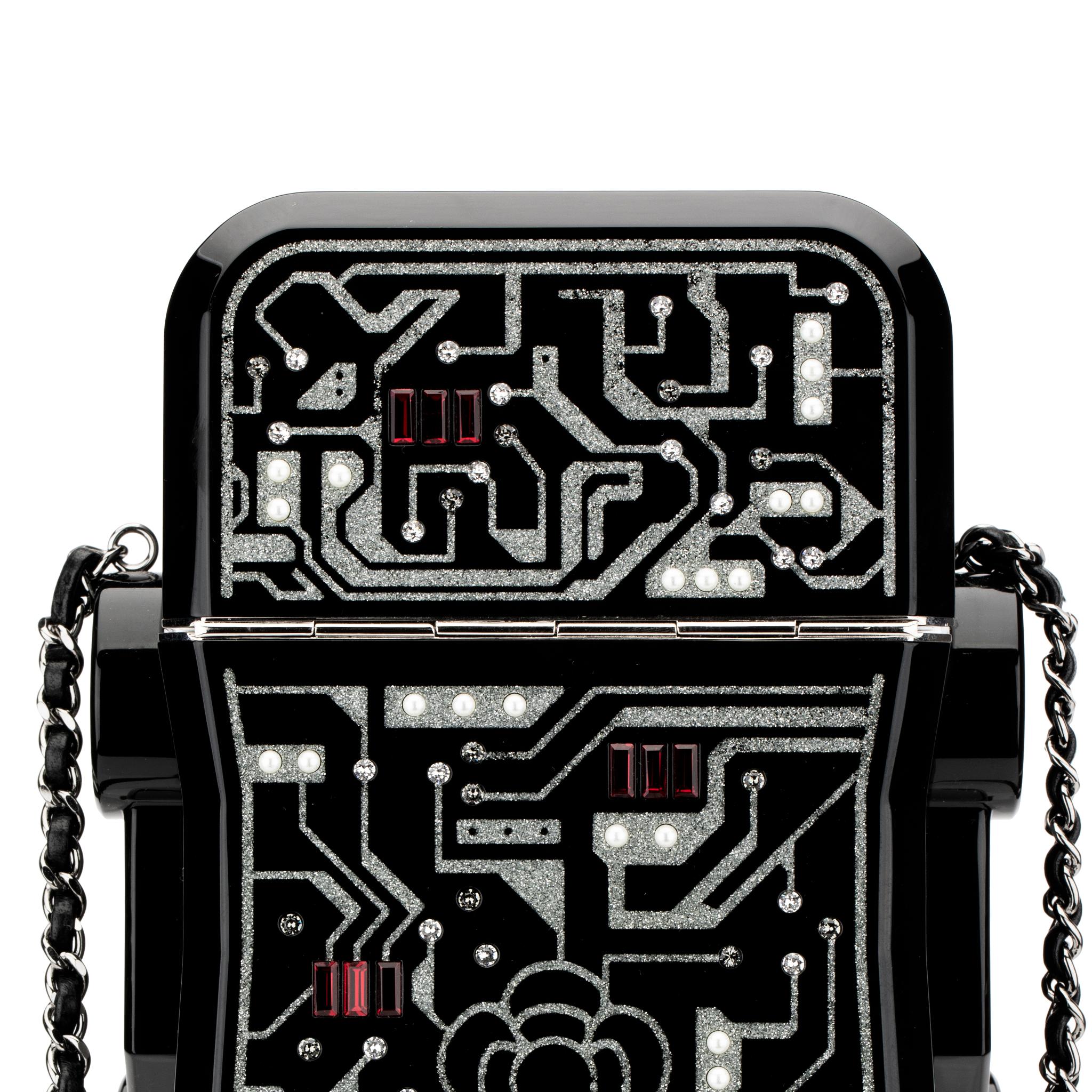 Chanel Minaudière Limited Edition Robot Silver-Tone Hardware For Sale 5